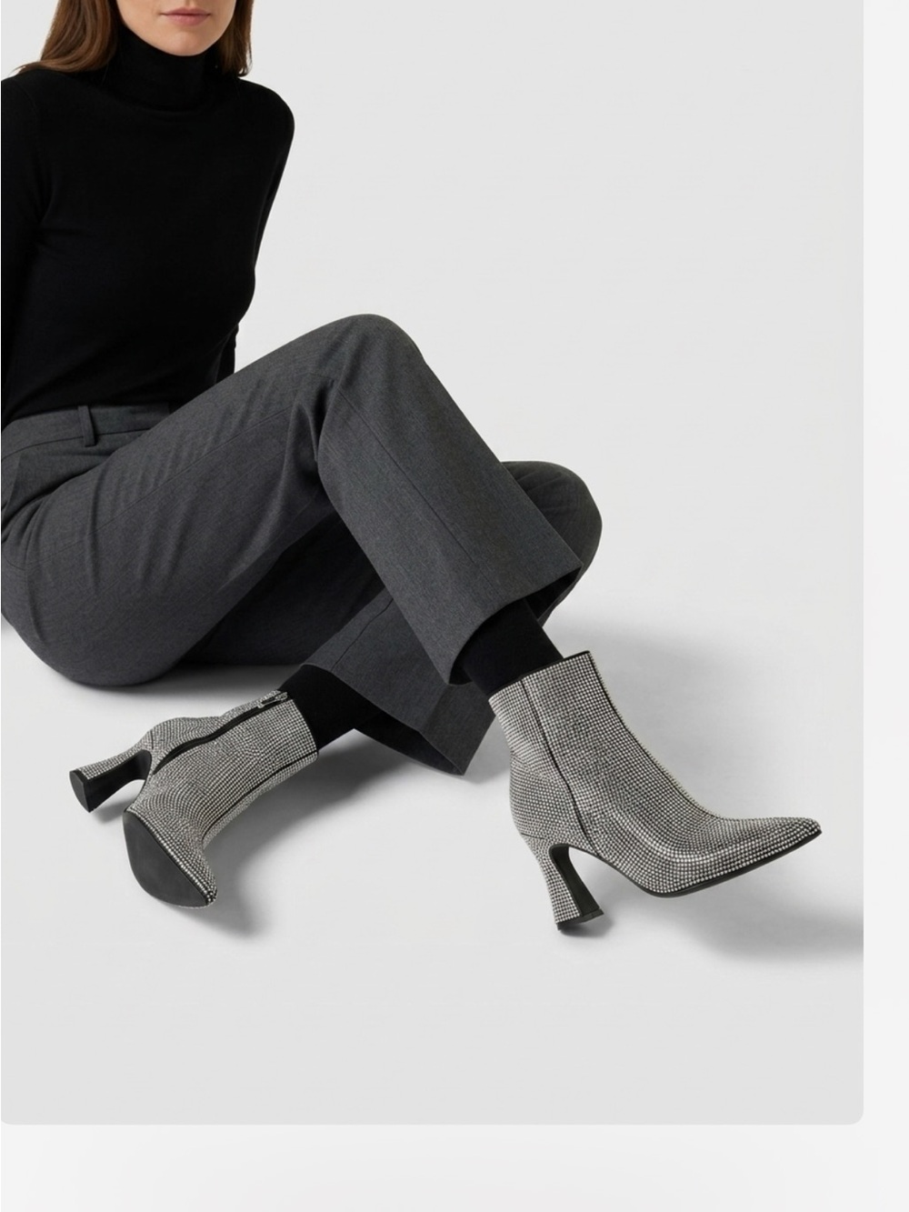 Forever 21 Silver Crystal Embellished Ankle Booties